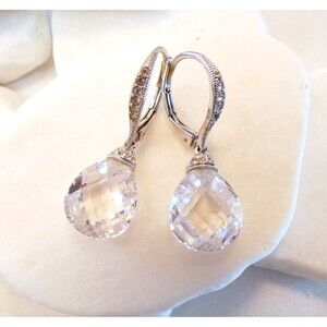 Vintage Nadri  Clear Crystal CZ  Rhodium Plated Silver Earrings